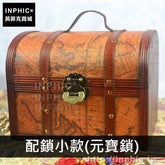 INPHIC-歐式地圖百寶盒道具密室套裝復古裝飾木箱收納家居-配鎖小款(元寶鎖)